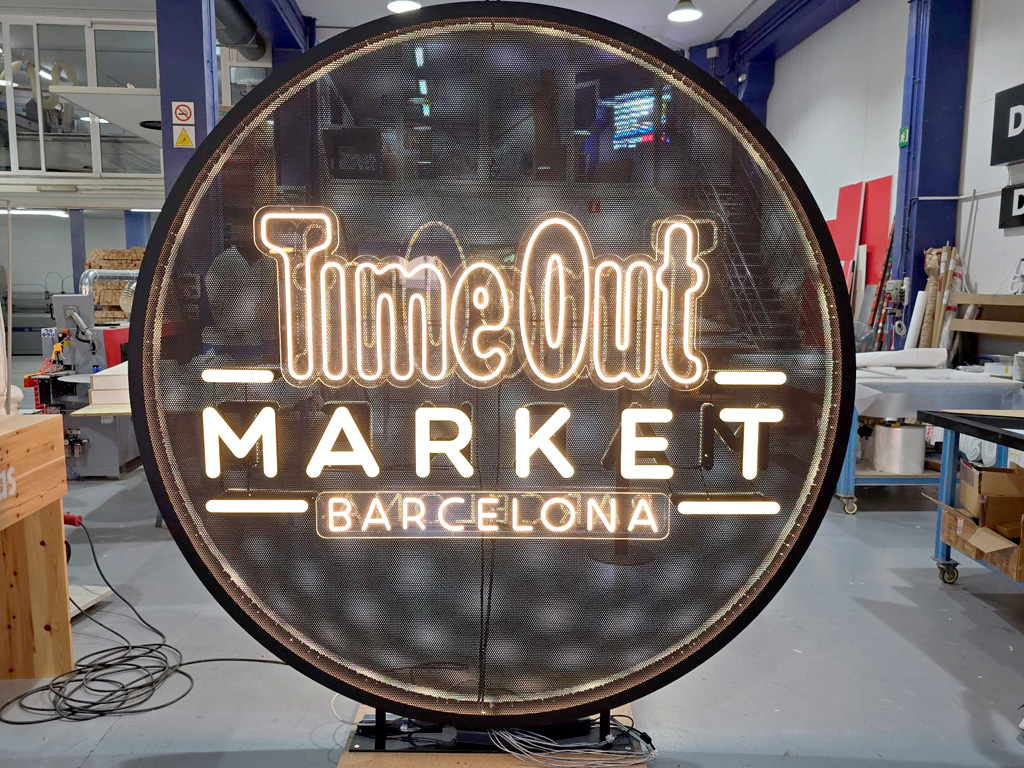 Prueba de Calidad rótulo circular TimeOut MARKET proyecto ESSA PUNT