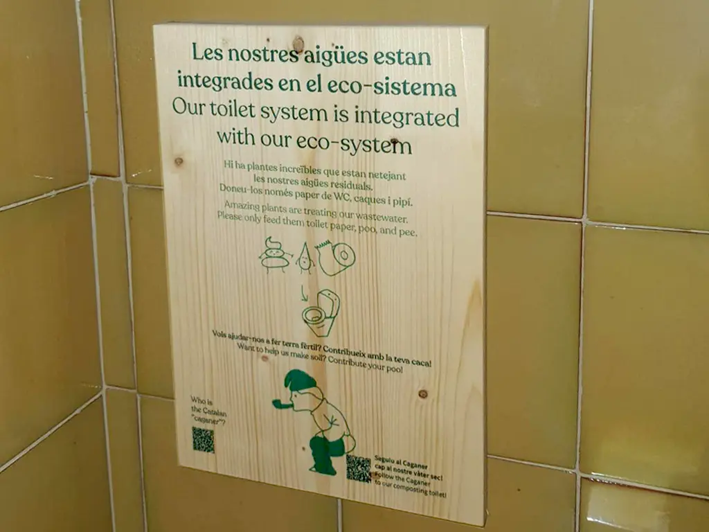 Placa informativa sobre l’ús de l’aigua als banys de La Bruguera, projecte d’ESSA PUNT.