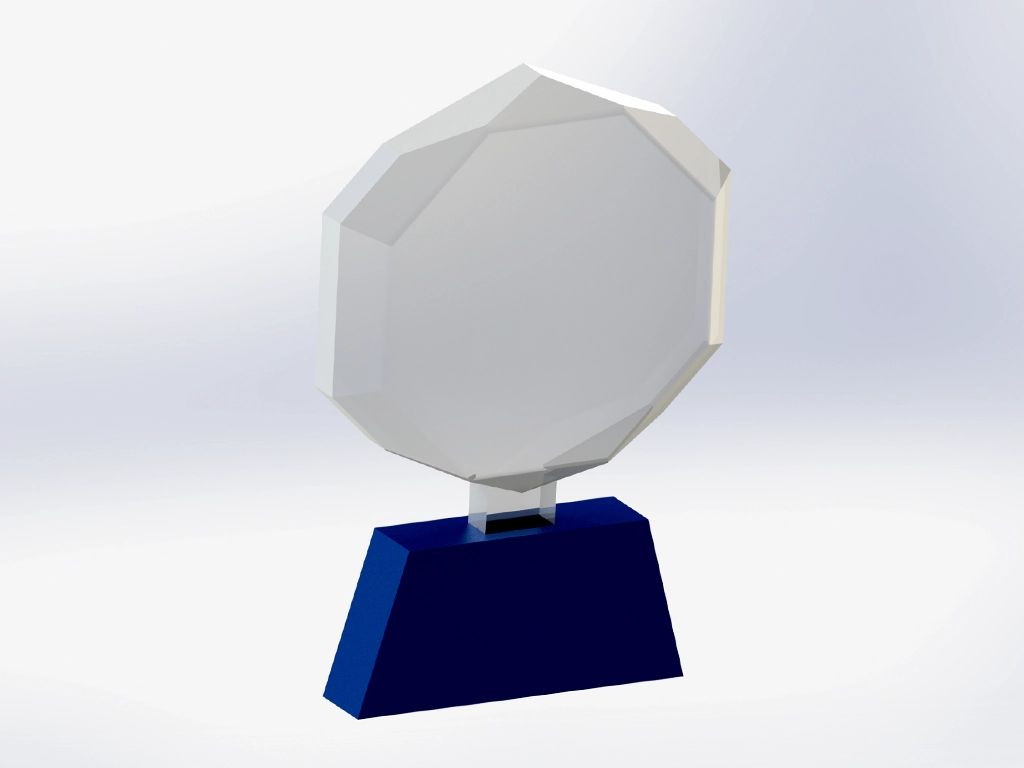 Render 3D Trofeo Prisma 3D para Lab AgroIA, fabricado a medida y personalizado para CEGECO SLU.